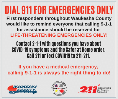 Dial 9-1-1 for Emergencies and 2-1-1 for Questions about COVID-19