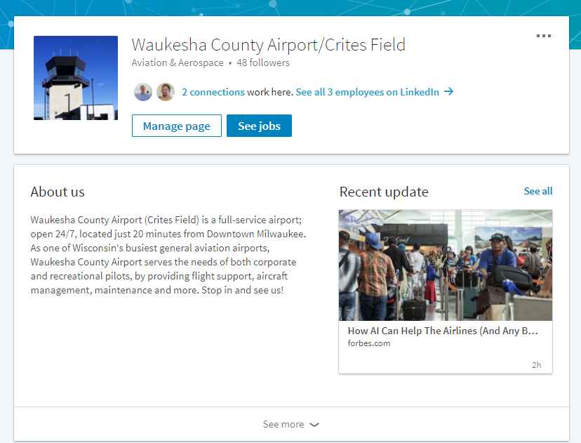 Waukesha County Airport Linked In Home Page