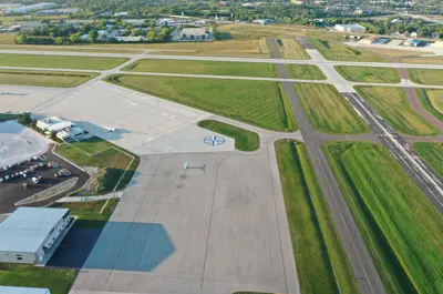 Aerial view of painted compass