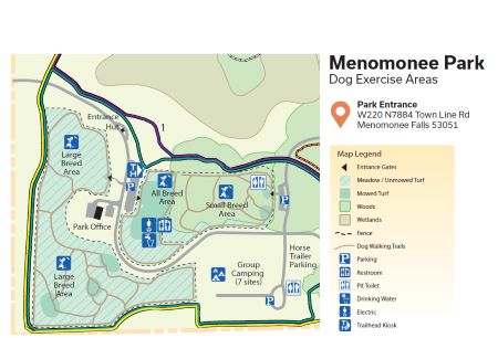 Map of Dog Exercise Areas at Menomonee Park - Waukesha County Parks