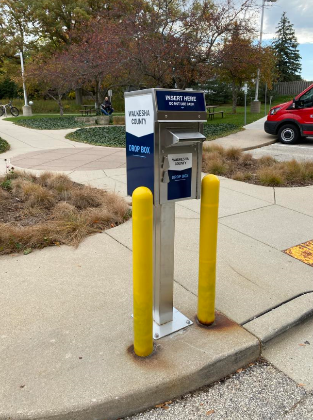 Picture of the drop box located outside the Administration Center