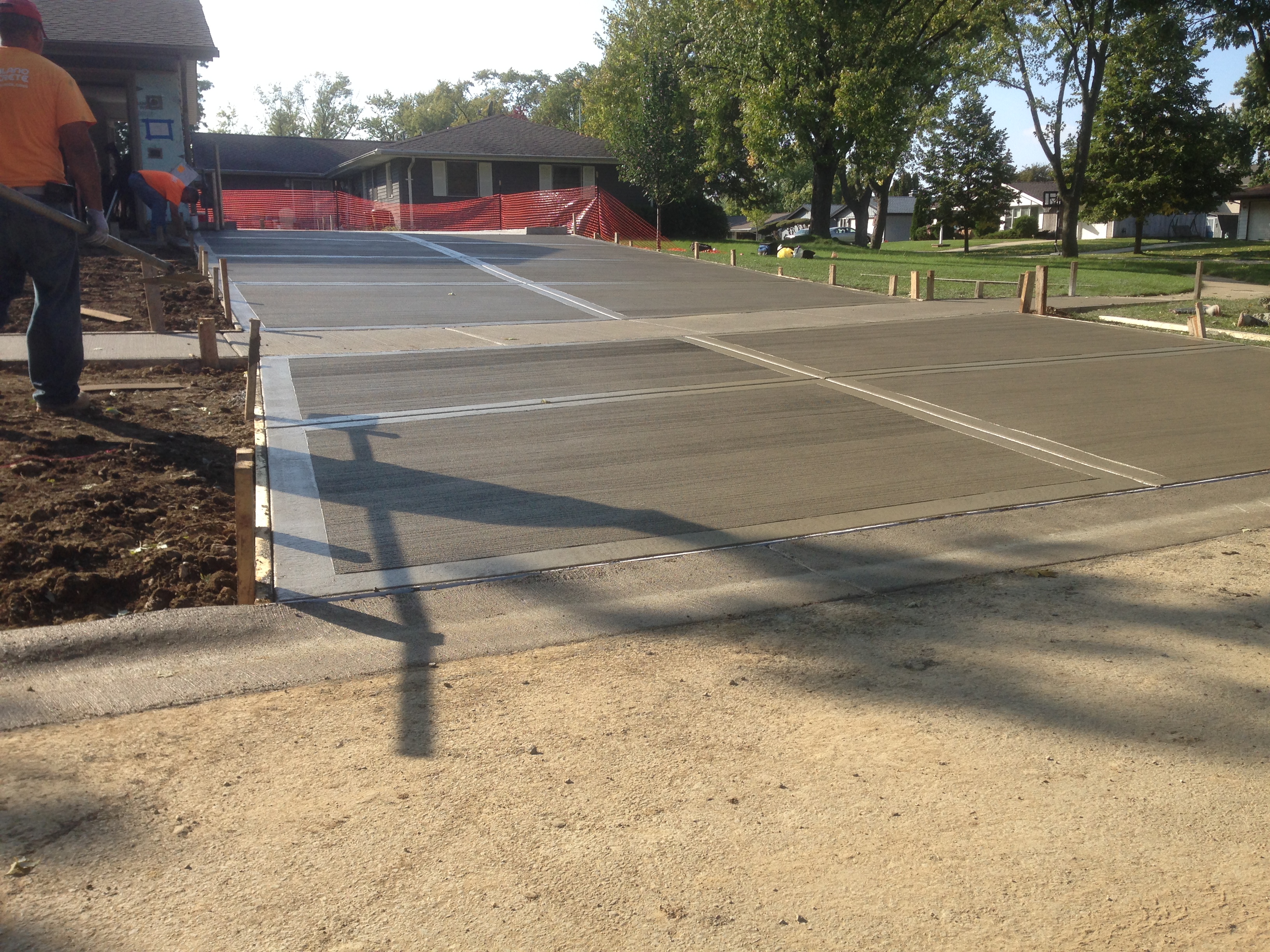 Freshly poured driveway