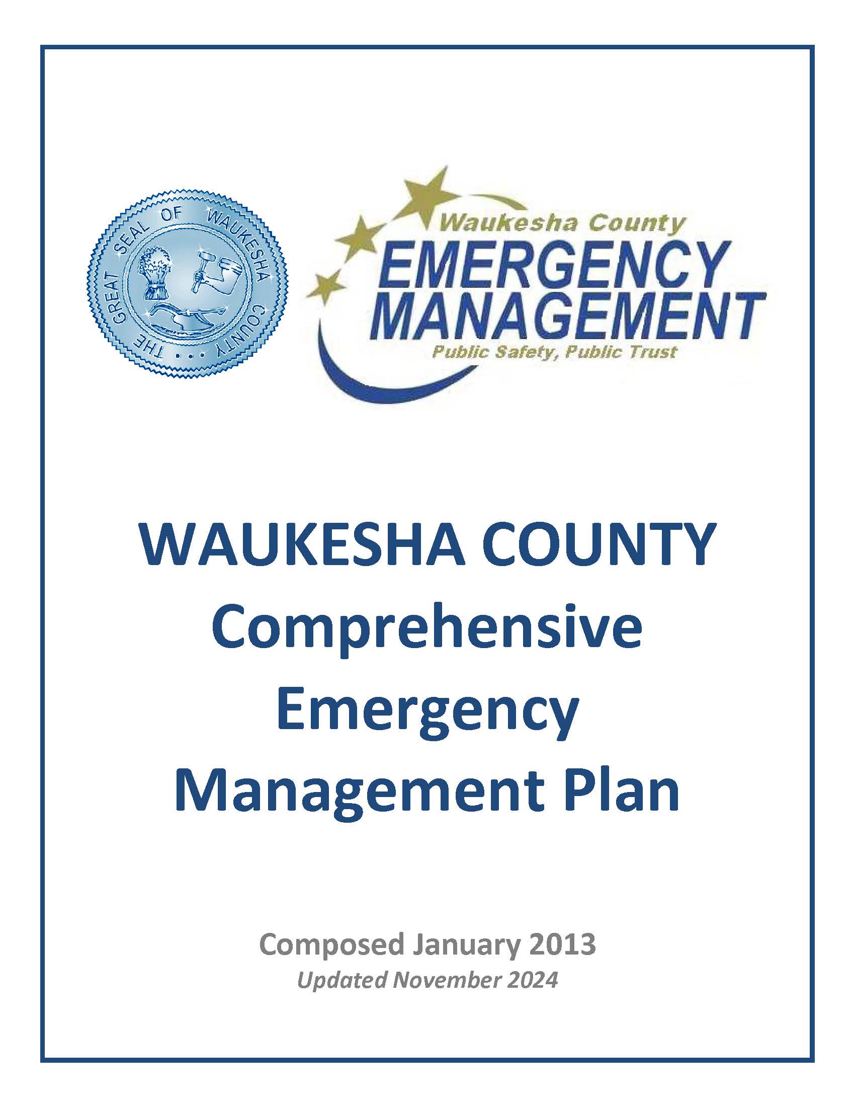 Cover of Waukesha Counties Comprehensive Emergency Management Plan.