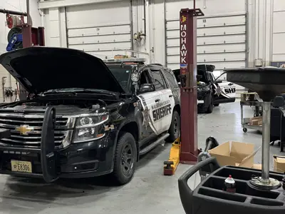 Waukesha County Sheriff Department squad cars in fleet garage