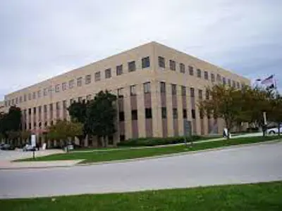 Waukesha County administration building from employee parking lot