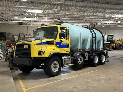 Patrol truck with blue tank