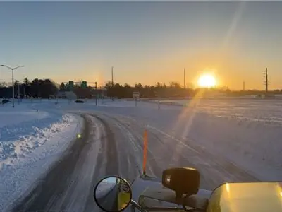 Sunrise picture from highway operations plow
